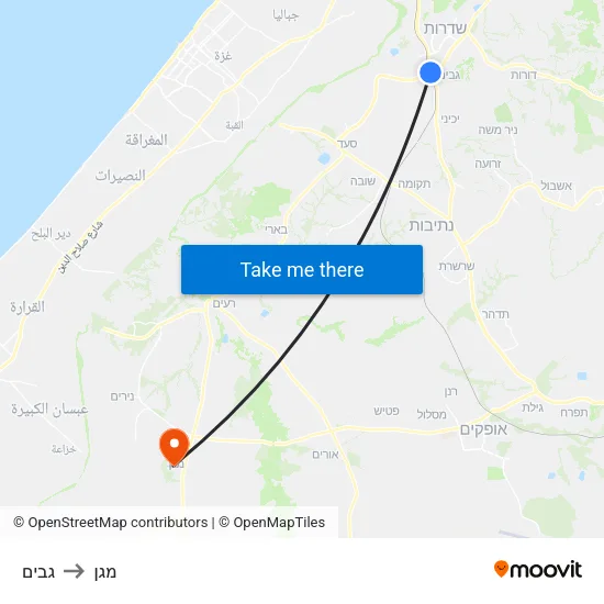 גבים to מגן map