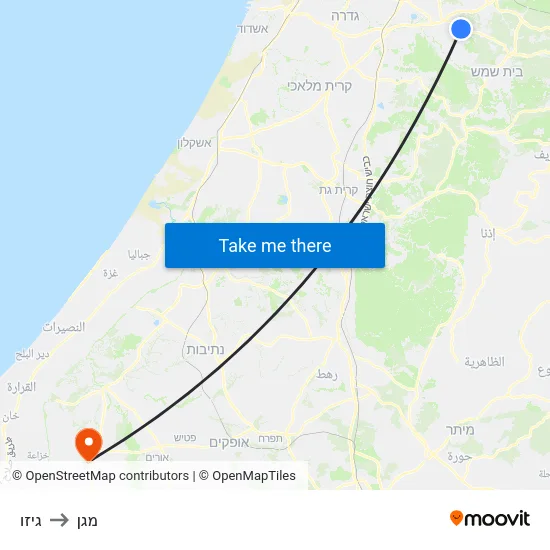 גיזו to מגן map