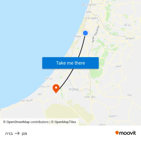בניה to מגן map