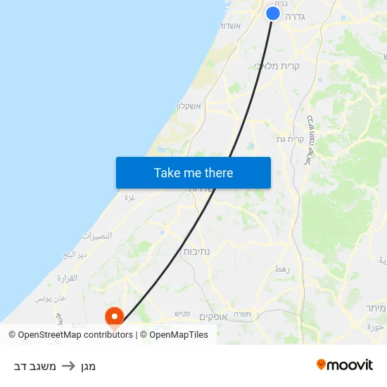 משגב דב to מגן map