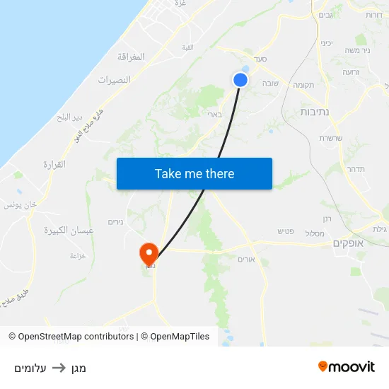 עלומים to מגן map