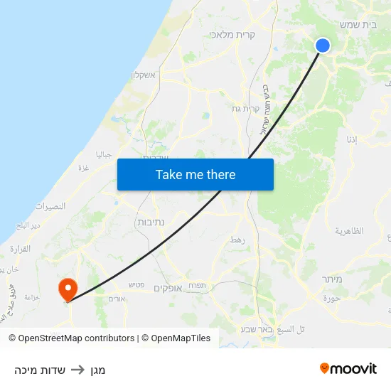 שדות מיכה to מגן map