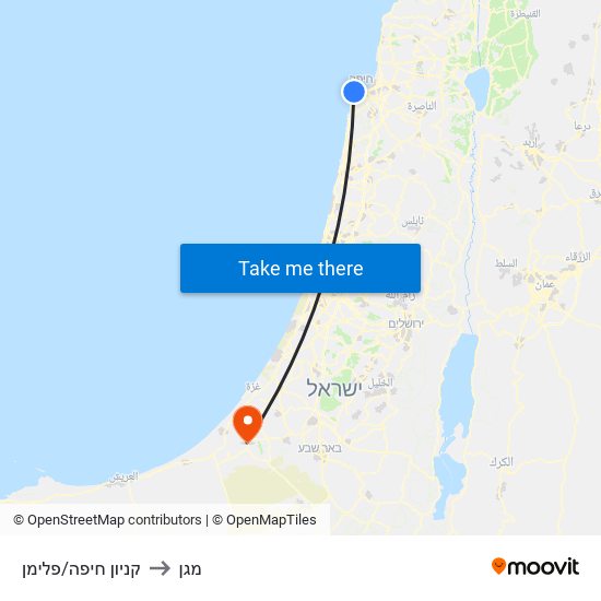 קניון חיפה/פלימן to מגן map