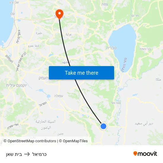 בית שאן to כרמיאל map