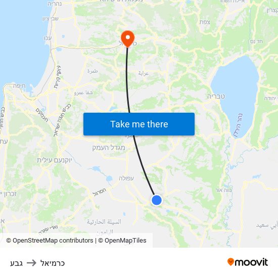 גבע to כרמיאל map