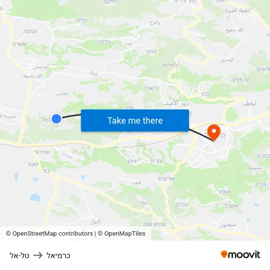 טל-אל to כרמיאל map