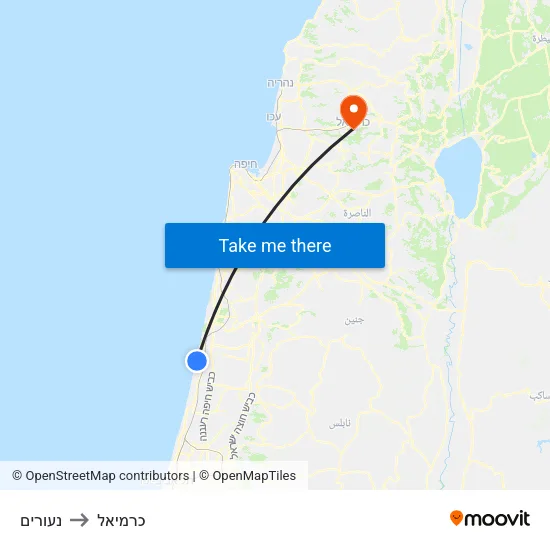 נעורים to כרמיאל map