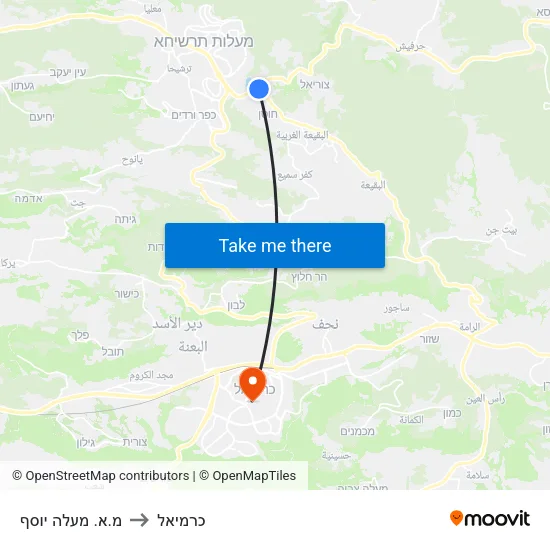מ.א. מעלה יוסף to כרמיאל map