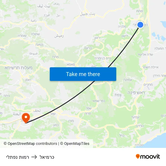 רמות נפתלי to כרמיאל map