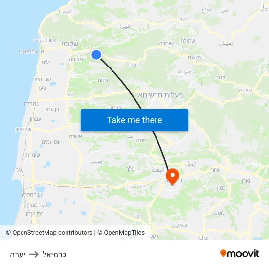 יערה to כרמיאל map