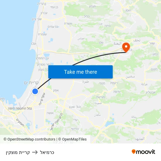 קריית מוצקין to כרמיאל map
