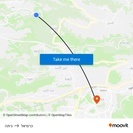 גיתה to כרמיאל map