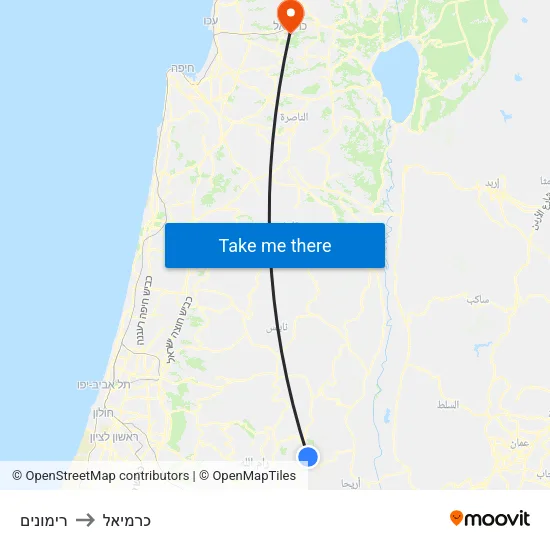 רימונים to כרמיאל map