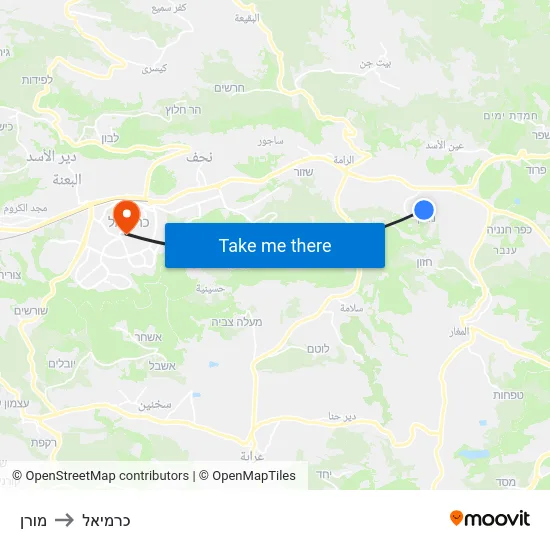 מורן to כרמיאל map