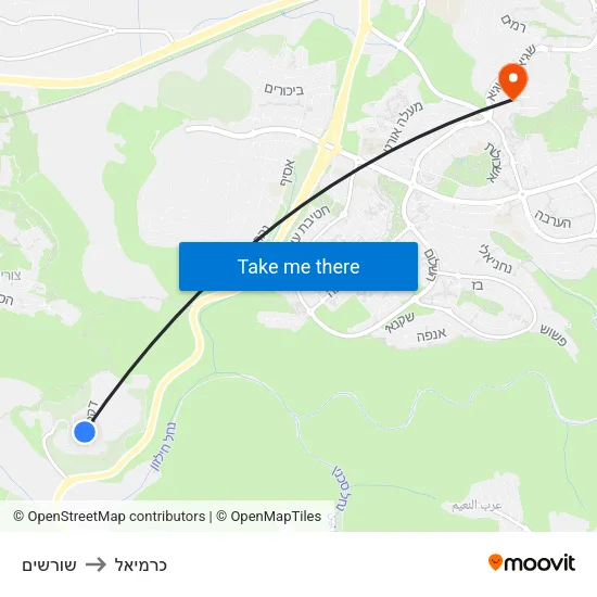 שורשים to כרמיאל map