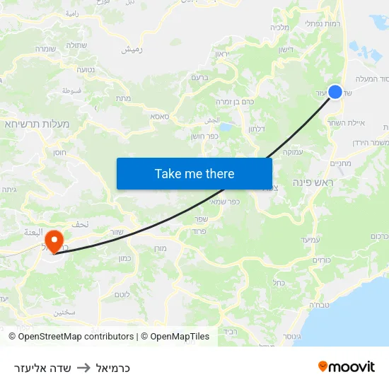 שדה אליעזר to כרמיאל map