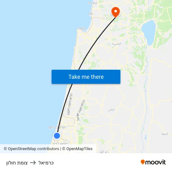 צומת חולון to כרמיאל map