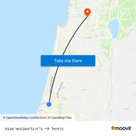 בי''ח בלינסון/גשר אבנת to כרמיאל map