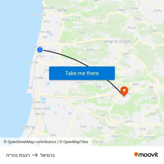 רכבת נהריה to כרמיאל map