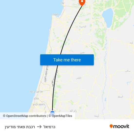 רכבת פאתי מודיעין to כרמיאל map