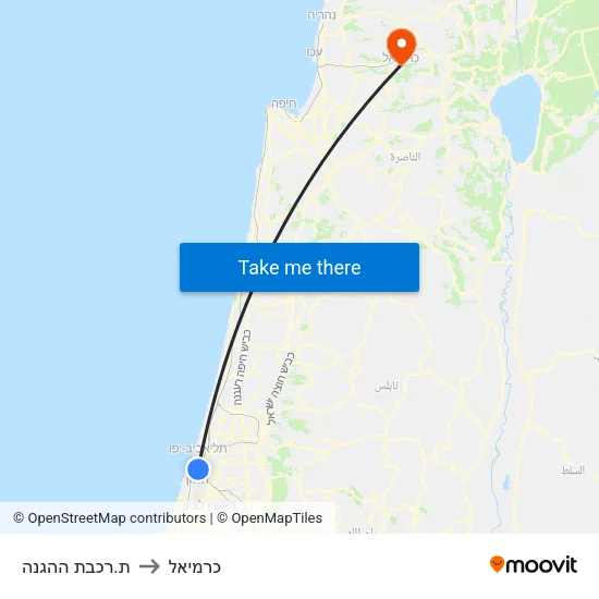 ת.רכבת ההגנה to כרמיאל map