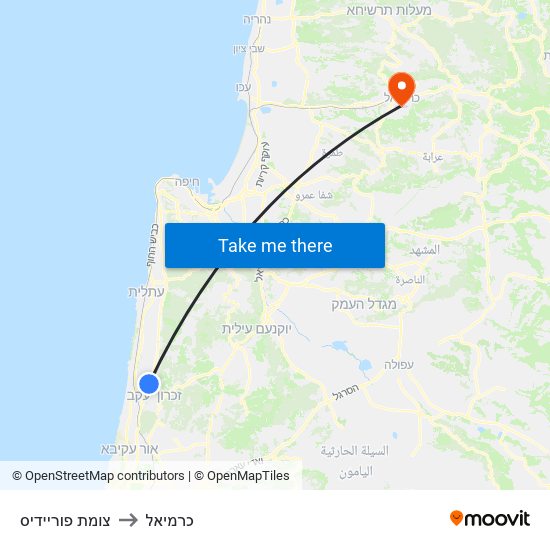 צומת פוריידיס to כרמיאל map