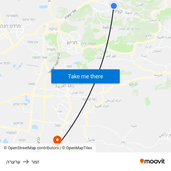 ערערה to זמר map