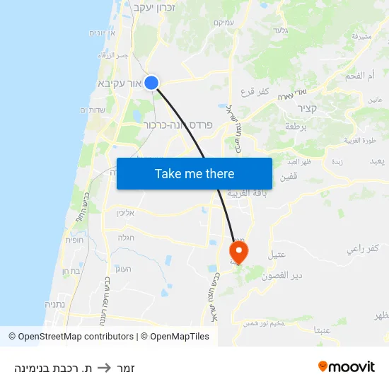 ת. רכבת בנימינה to זמר map