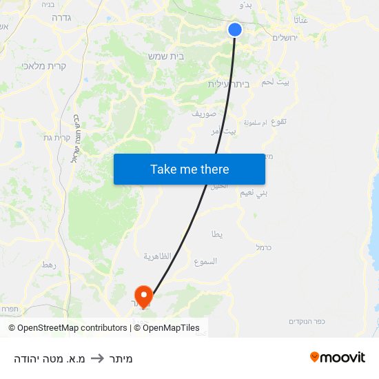 מ.א. מטה יהודה to מיתר map