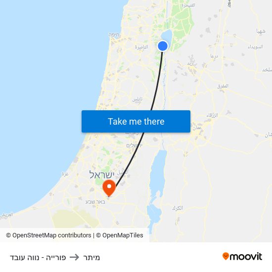 פורייה - נווה עובד to מיתר map