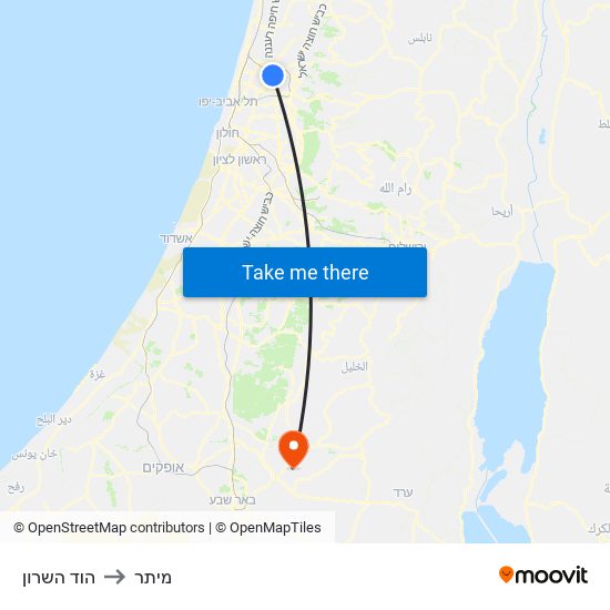 הוד השרון to מיתר map