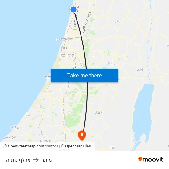 מחלף נתניה to מיתר map
