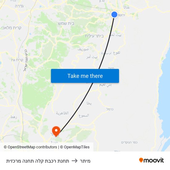 תחנת רכבת קלה תחנה מרכזית to מיתר map