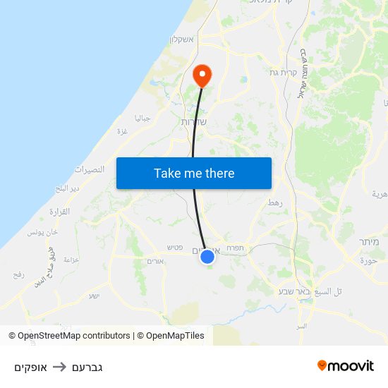 אופקים to גברעם map