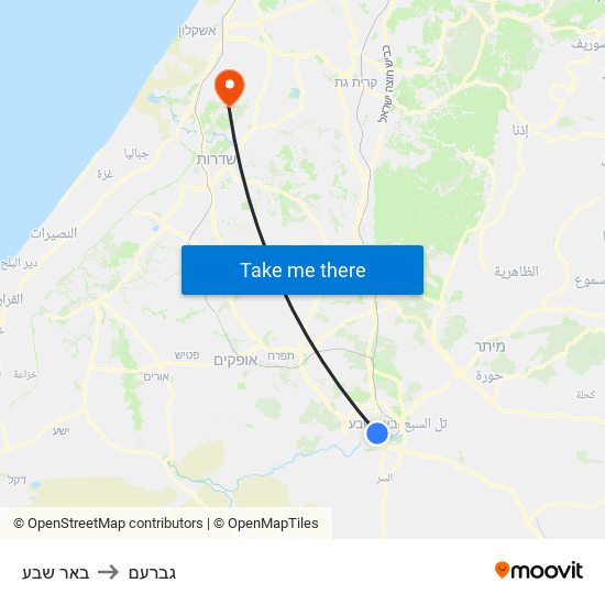 באר שבע to גברעם map