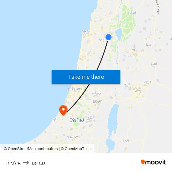 אילנייה to גברעם map