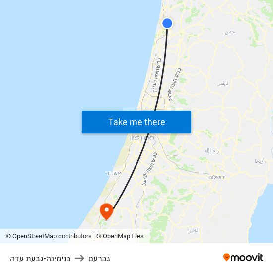 בנימינה-גבעת עדה to גברעם map