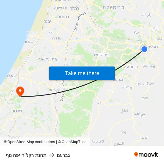 תחנת רקל''ה יפה נוף to גברעם map