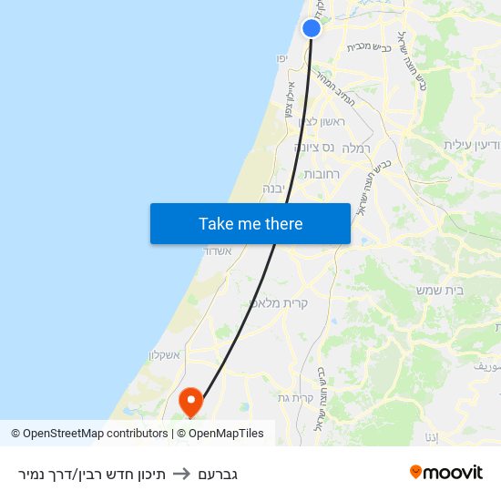 תיכון חדש רבין/דרך נמיר to גברעם map