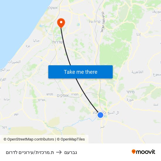 ת.מרכזית/עירוניים לדרום to גברעם map