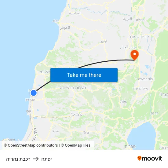 רכבת נהריה to יפתח map