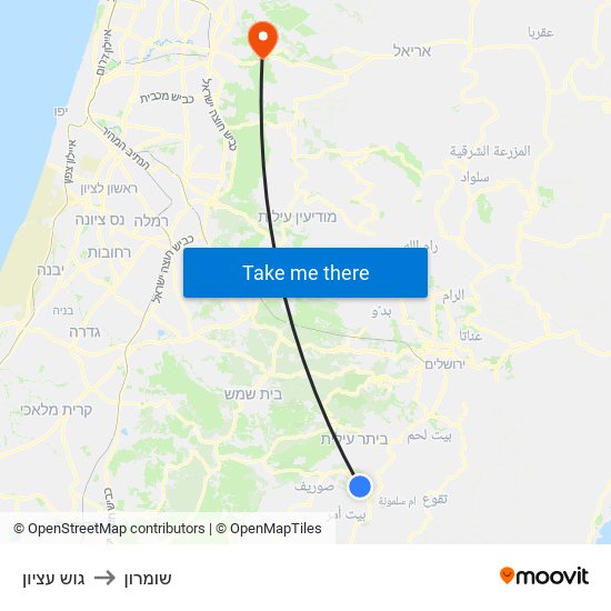 גוש עציון to שומרון map