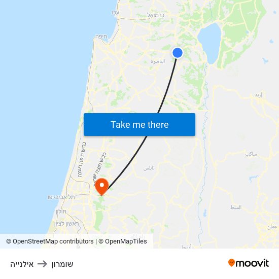 אילנייה to שומרון map