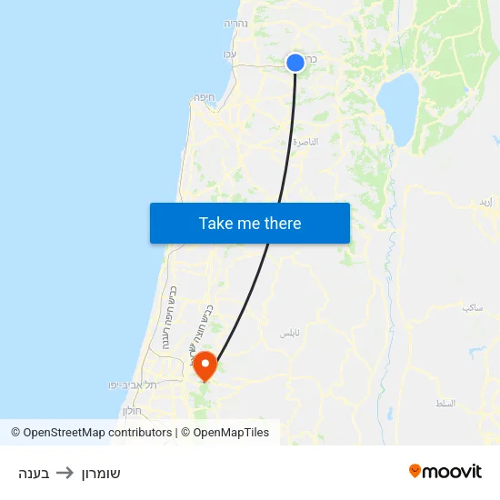 בענה to שומרון map