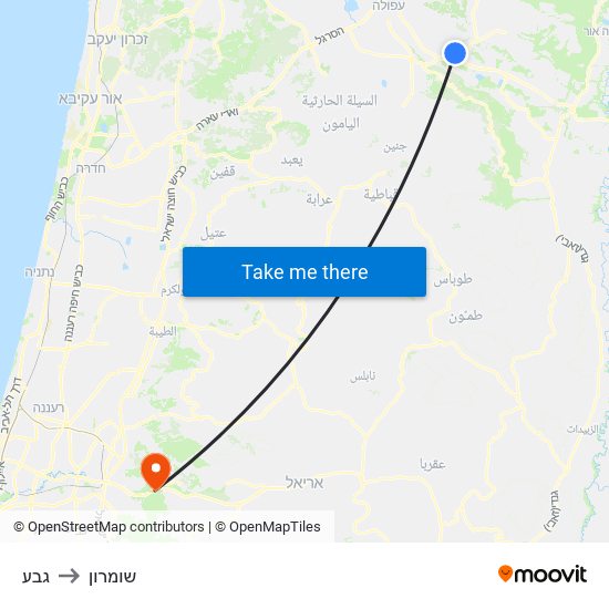 גבע to שומרון map