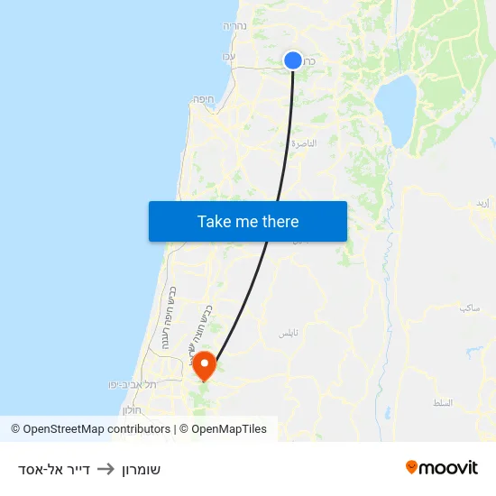 דייר אל-אסד to שומרון map