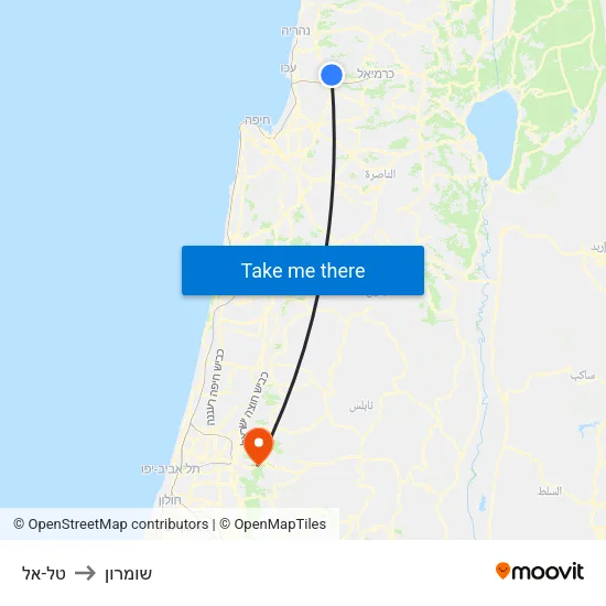 טל-אל to שומרון map