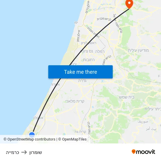 כרמייה to שומרון map