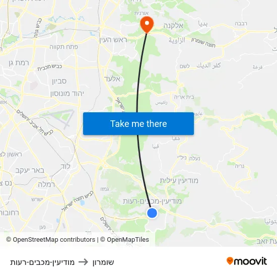 מודיעין-מכבים-רעות to שומרון map