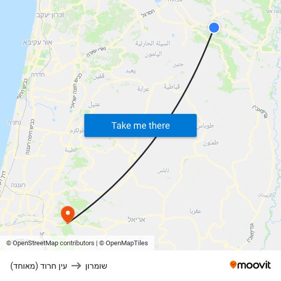 עין חרוד (מאוחד) to שומרון map
